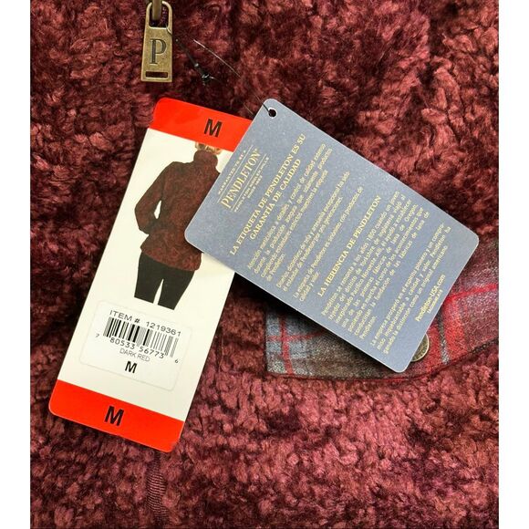 Pendleton Fuzzy Zip Jacket in Dark Red NWT Size Medium - Picture 5 of 7